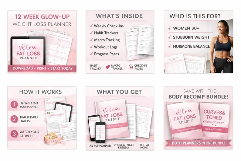 12 Week Weight Loss Planner | Female Hormone Balance, Habit Tracker (A5 ...