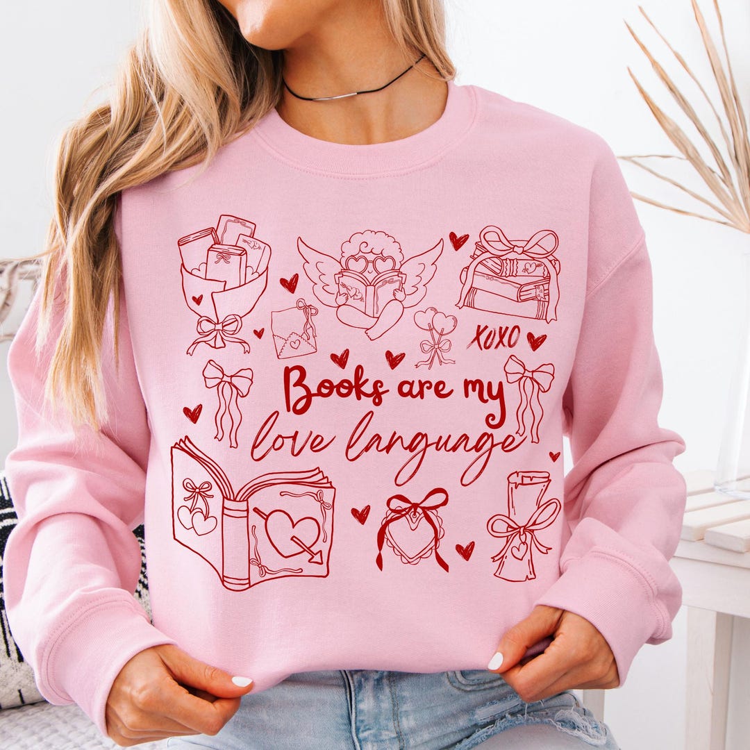 Sudadera de San Valentín / Iconos del amor, corazones, cuello redondo ...