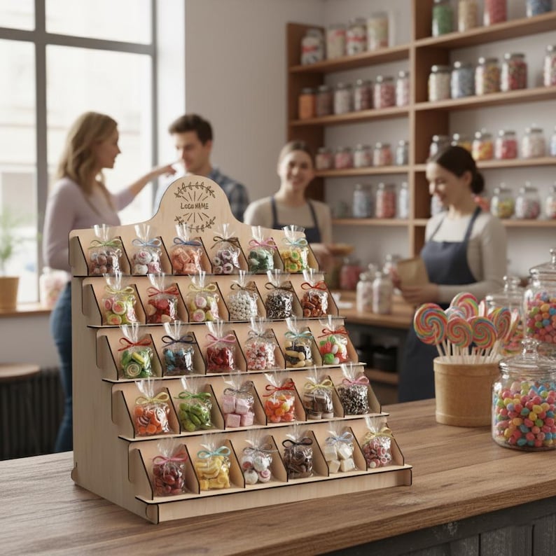 Wooden Candies Display Stand, Wooden Sweets Display Stand, Candies ...