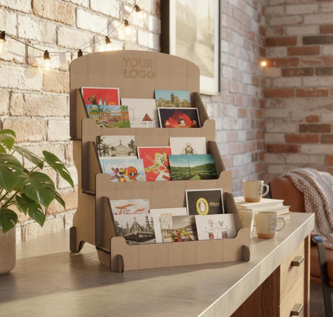 Wooden Countertop Card Display Rack, Wooden Greeting Card Display ...