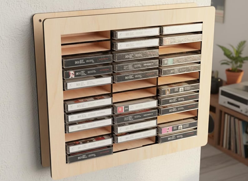 Cassette Tape Shelf, Cassette Tape Holder, Cassette Tape Holder Wood ...