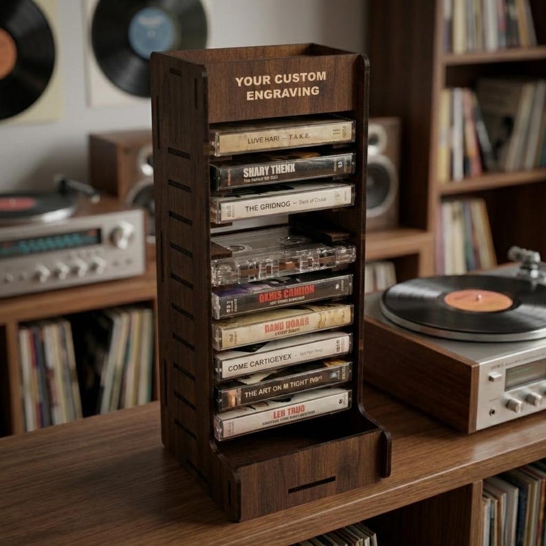 Custom Cassette Rack Cassette Tape Holder, Cassette Tape Shelf, Cassette Tape Holder Wood ...