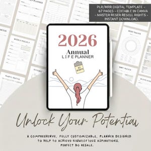 Annual Life Planner 2026 | All-In-One Digital Planner | Year At Glance | Daily Weekly, Monthly, Yearly Planner | Budget, Goal, Habit Tracker