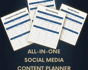 Social Media Content Planner PDF | Printable Canva Template for YouTube, Instagram, Facebook and Etsy Business | Content Creation Planner