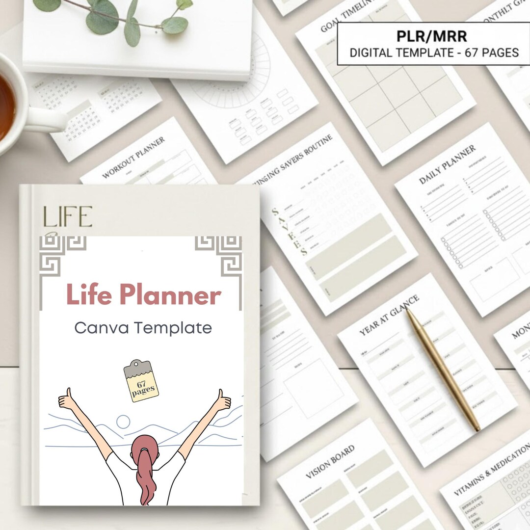 Life Planner Canva Template | All-in-one Digital Planner | Editable PLR ...