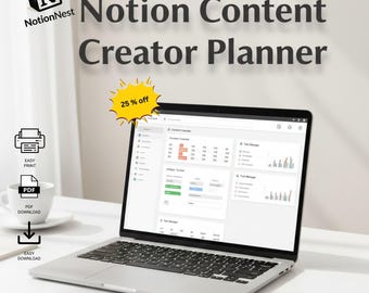 Notion Social Media Content Planner | 2026 Editable Content Creation Calendar for Facebook, Instagram, TikTok, and YouTube