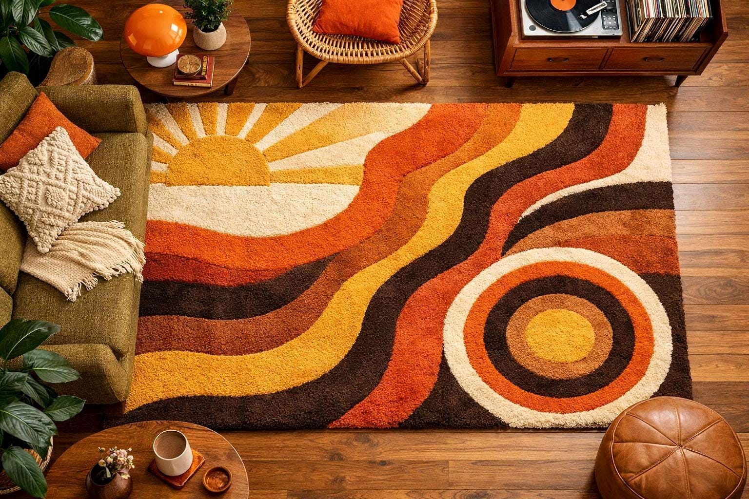 70s Sunset Rug - Etsy