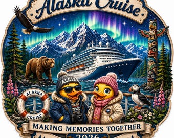 Personalized Alaska Cruise Magnet 2026, Custom Couple Name Souvenir, Cute Duck Alaska Vacation Keepsake Gift