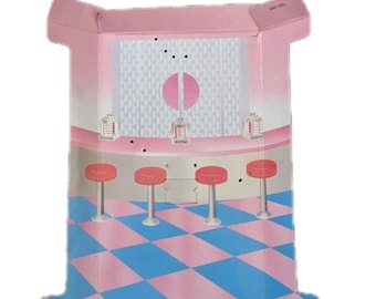 Empty Barbie 50's Dinner Cardboard backdrop, and box for Crafting, etc.