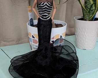 Barbies 40th anniversary  black and silver gown