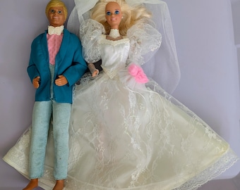 Vintage Barbie and Ken in wedding attire