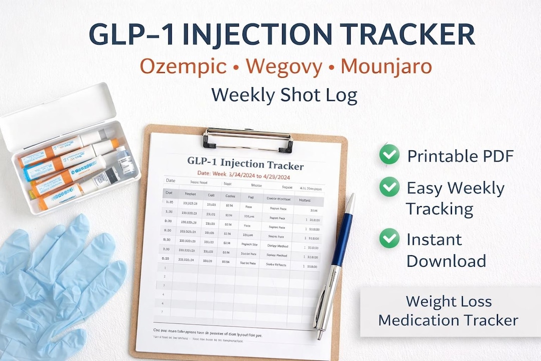 GLP-1 Injection Tracker Printable | Ozempic Wegovy Mounjaro Log ...