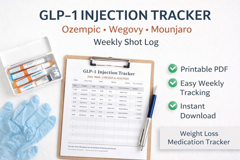 GLP-1 Injection Tracker Printable | Ozempic Wegovy Mounjaro Log ...