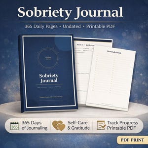 Sobriety Journal PDF Printable  365 Day Daily Tracker  Undated Sobriety Planner  Recovery Journal  Addiction Recovery Gift  Instant Download