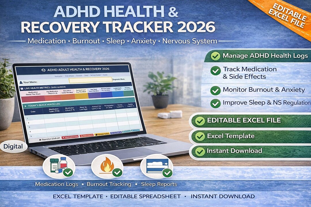 ADHD Health & Recovery Tracker 2026 | Medication · Burnout · Sleep ...