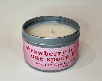 Vela de cera de soja con helado de fresa, una cucharada para dos