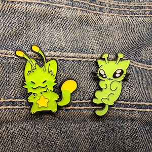 Kosmische neon kitty pin | Cadeau voor buitenaardse kattenliefhebber