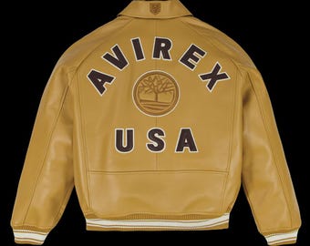 USA Leder Bomberjacke, Herren American Flight Style Herren Avirex Real Bomber American Flight Jacket 100% Lammleder Multicolor Jacke