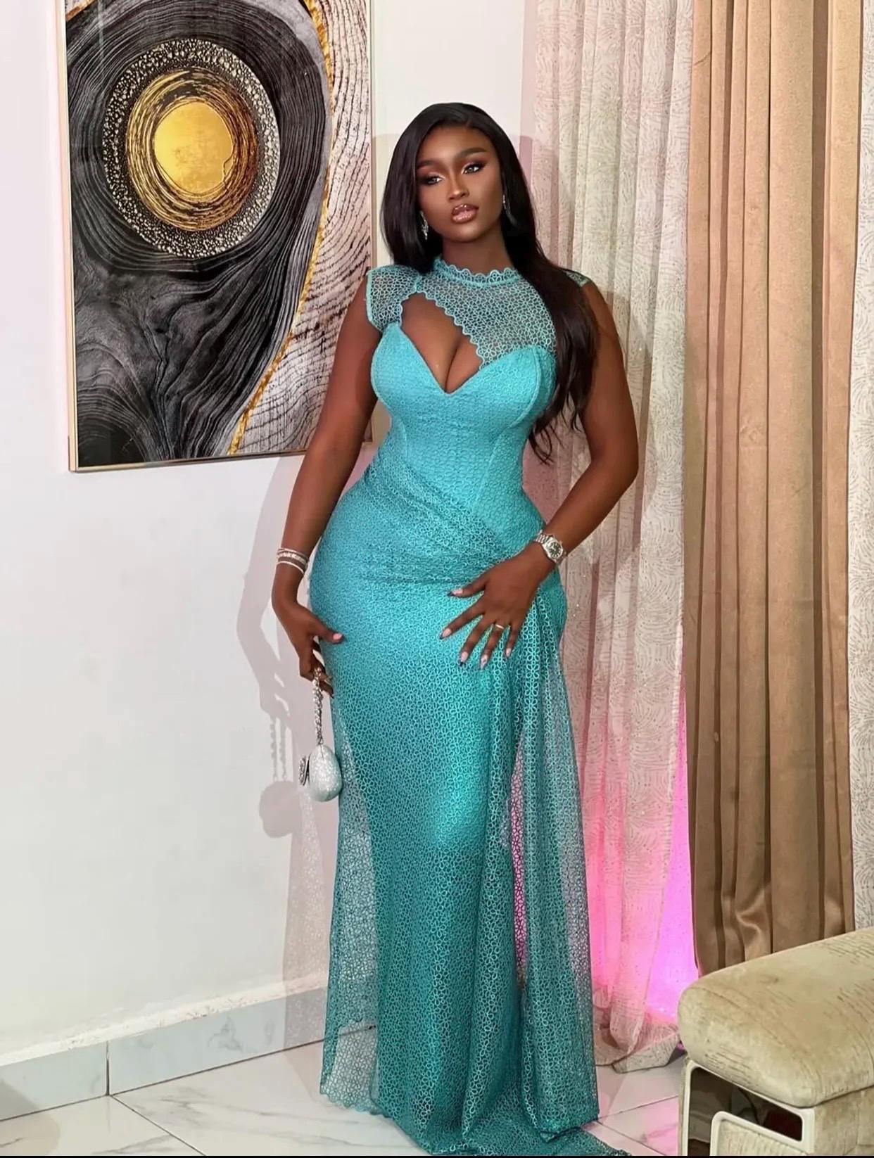 teal and copper bridesmaid dresses Dress Color:Bora Bora Blue