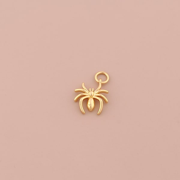 5 colgantes de araña chapados en oro de 18 quilates, dijes de araña para la creación de collares, pulseras y joyas DIY.