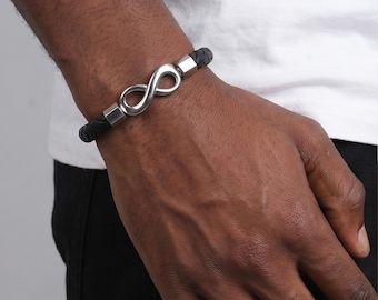 Bracelet infini, cadeau d'anniversaire, bracelet à fermoir magnétique, bracelet pour homme, cadeau personnalisé