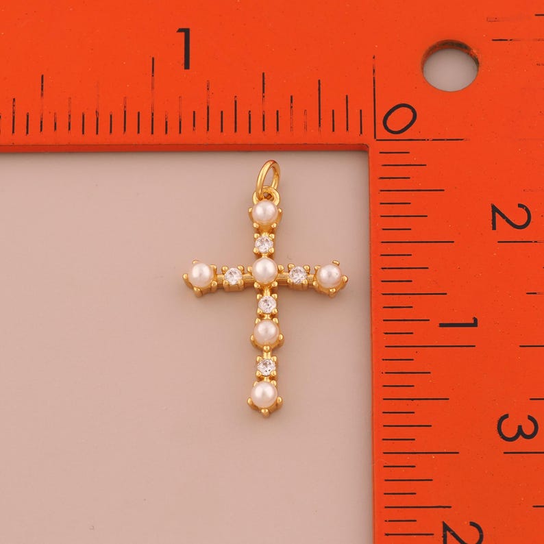 18K Gold Filled Cross Pendant,cz Christian Charms for DIY Necklaces ...