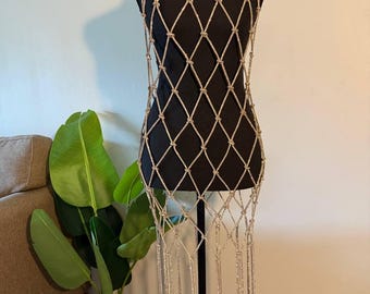 Champagne Mesh Dress, Backless Rhinestone Dress, Sparkly Net Dress, Sheer Fringe Dress, Elegant Festival Outfit, Crystal Dress,