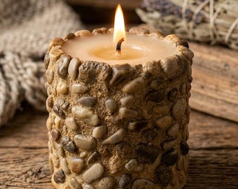 Medieval Stone Candle Gothic Hand-Cast Masonry Vessel