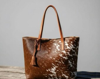 Handmade Hair On Cowhide Leather Tote Bag – Western Fringe Purse