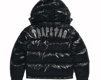 Trapstar Irongate Shiny Black Puffer Jacket – Men’s Hooded Streetwear Bubble Coat