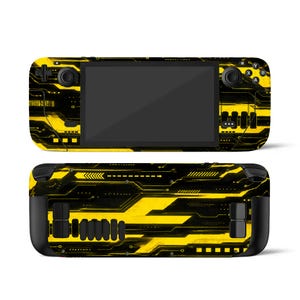 Steam Deck Skin Cyber Yellow | Neon Tech Vinyl Sticker | Futuristic Console Wrap | Gaming Skin Premium