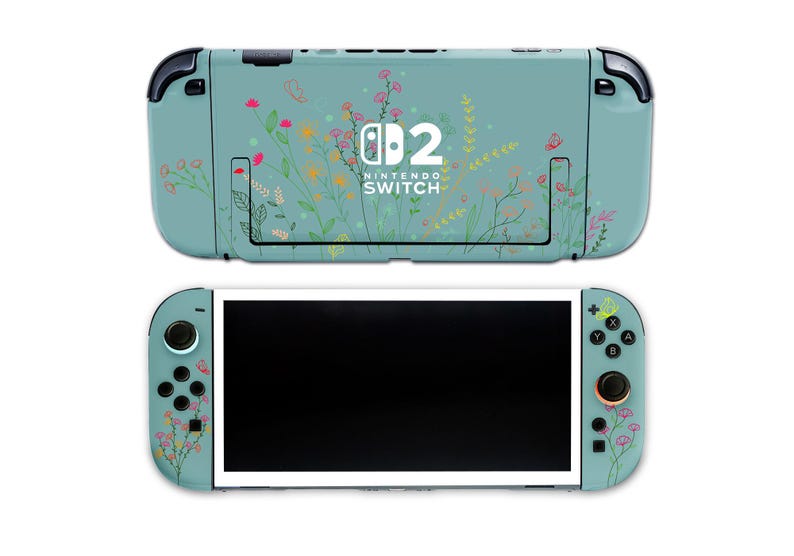 Nintendo Switch 2 Skin – Pastel Floral Pattern | Console & Joy-Con Sticker image 3