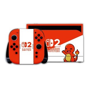 Nintendo Switch 2 Pokemon Skin – Mysig Orange Design – Spelkonsolklistermärke – Spelpresent – Switch 2 Tillbehör