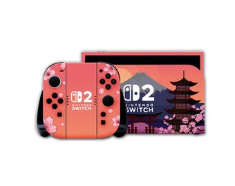 Skin Nintendo Switch 2 Sakura Japan | Console Sticker Mount Fuji & Temple | Aesthetic Joy-Con Skin | Gamer Gift | Console Cover