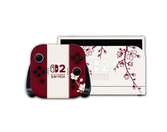 Nintendo Switch 2 Sakura | Console personalizzata con fiori di ciliegio | Joy-Con rossi dal design giapponese | Edizione Gaming Aesthetic