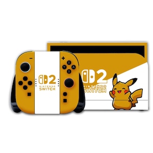 Nintendo Switch 2 Pokémon-skin – Gezellig geel ontwerp – Sticker voor gameconsole – Gamercadeau – Switch 2-accessoire