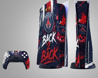 PSG PS5 Sticker – Premium Vinyl Football Edition – Football Club Inspired Design – Paris Saint-Germain Back 2 Back 2 stars