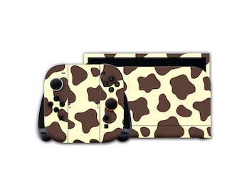 Nintendo Switch Cow Print Skin – Console & Joy-Con Sticker, Cow Print, Vinyl Protector, Aesthetic Gaming Accessory