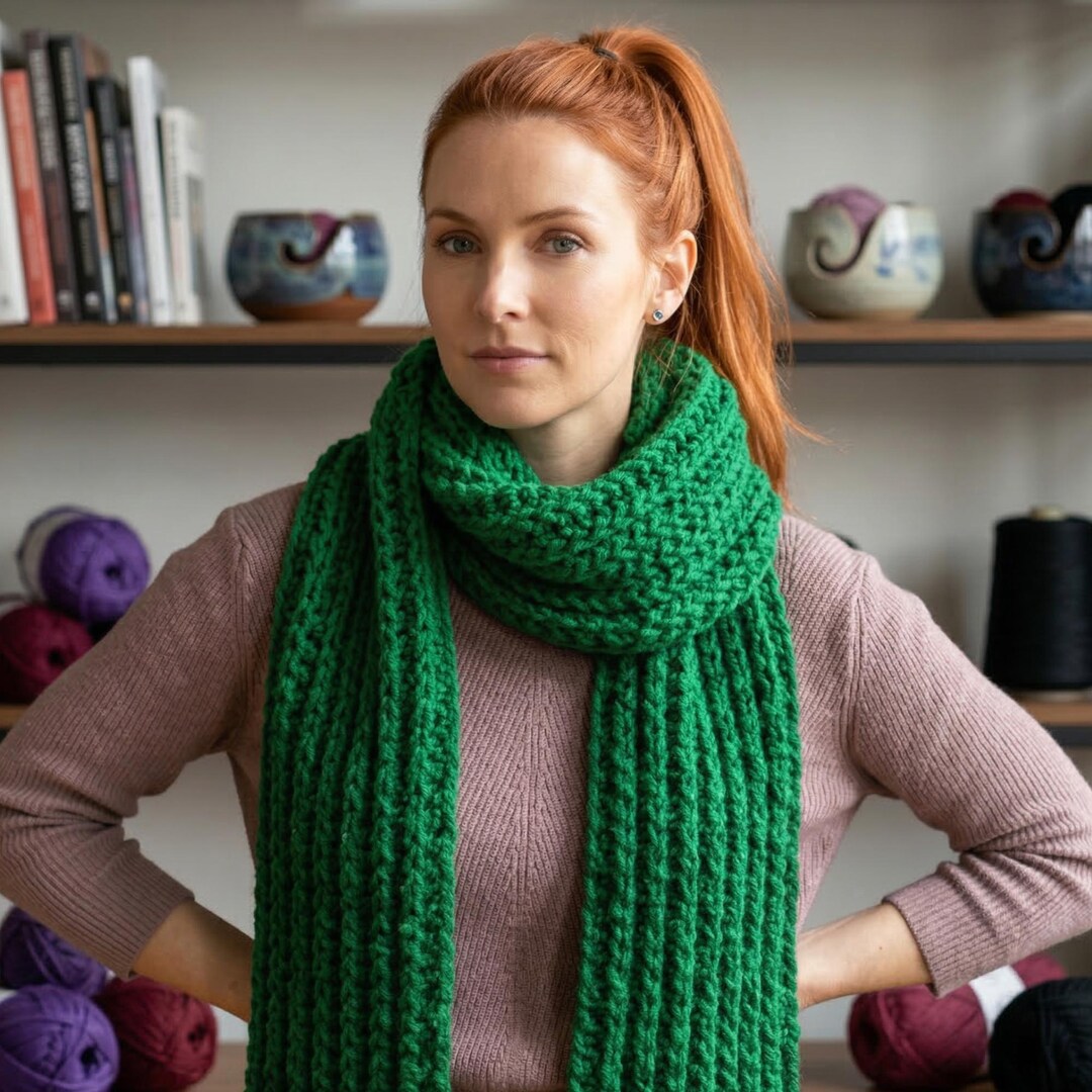 Chunky Ribbed Scarf Crochet Pattern | Easy Super Bulky Yarn (PDF ...