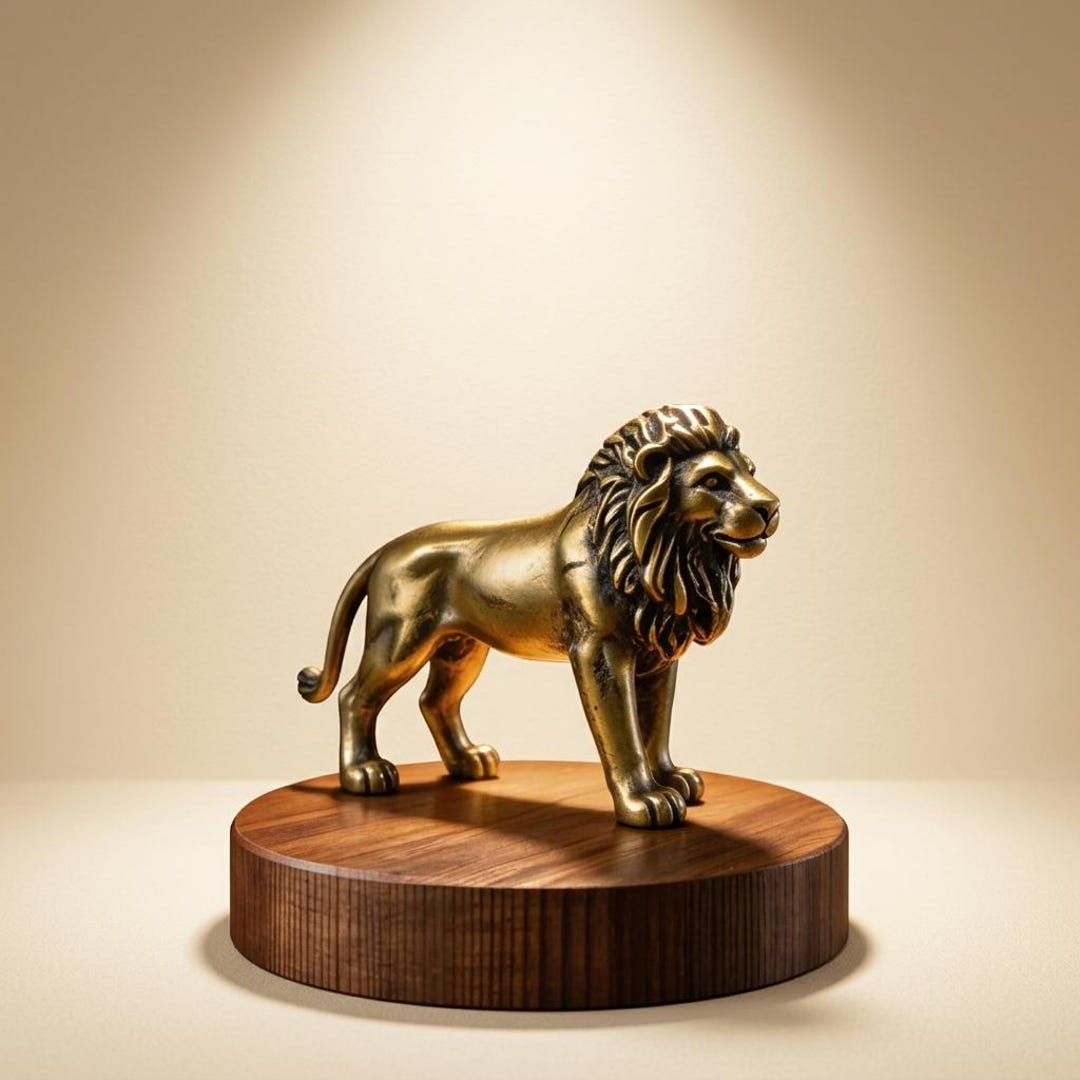 Solid Brass Lion Figurine King Lion Statue Safari Animal Sculpture Desk ...