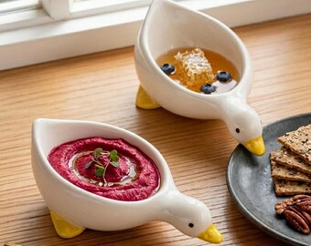 Ceramic Duck Sauce Bowl Cute Animal Dip Dish Mini Snack Bowl Kitchen Decor Gift for Her Easter Spring Tableware