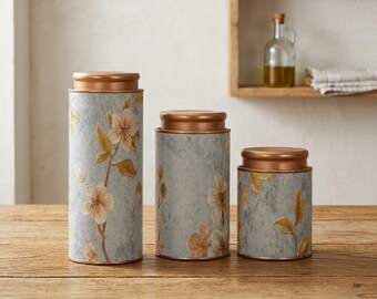 Chinese Floral Ceramic Tea Canister Airtight Storage Jar Decorative Tea Container Kitchen Counter Decor Gift