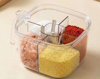 Kitchen Seasoning Box Set Multi Grid Spice Organizer Salt Pepper Storage Container Home Cooking Organization Tool