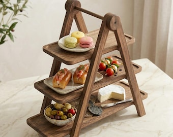 Hölzerner Servierständer Rustikaler Holzständer Bauernhaus Küche Dekor Dessertständer Party Hochzeit Tischdekoration