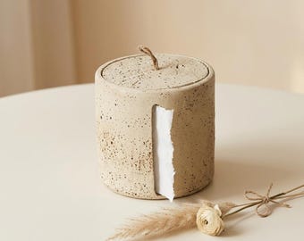 Wabi Sabi Travertine Tissue Box Sandstone Side Pull Cover Minimalist Bathroom Decor Stone Napkin Holder Housewarming Gift