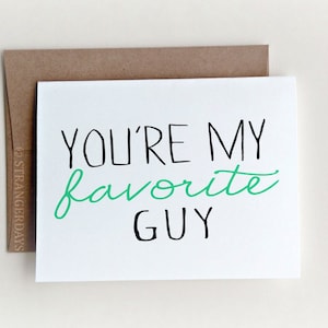 Ma carte de gars « Tu es mon mec préféré » Je t’aime carte. Carte de vœux. Guy Card. En pensant à vous