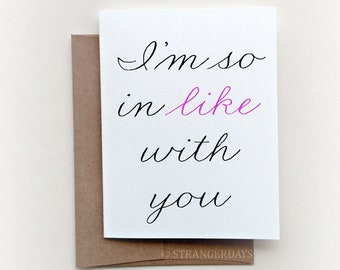 New Relationship Card " I'm so in like with you" Greeting card. Valentine's Day. New Love