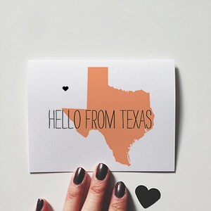 Tarjeta estatal "Hola desde Texas" Tarjeta de felicitación. Pensando en ti. Simplemente porque. Hola. Ey. Hola.