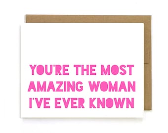 Mothers Day Card  " You're the most amazing woman " birthday card for her, birthday card for mom, Card for mom