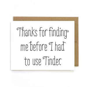 Card for Boyfriend " Tinder Card " Tinder Anniversary Card, Funny Love Card, Valentines Day Card,